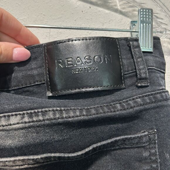 Reason Mens Jeans 34x28 Distressed Indie Hip Hop Streetwear Hand Crafted Denim - Picture 3 of 14